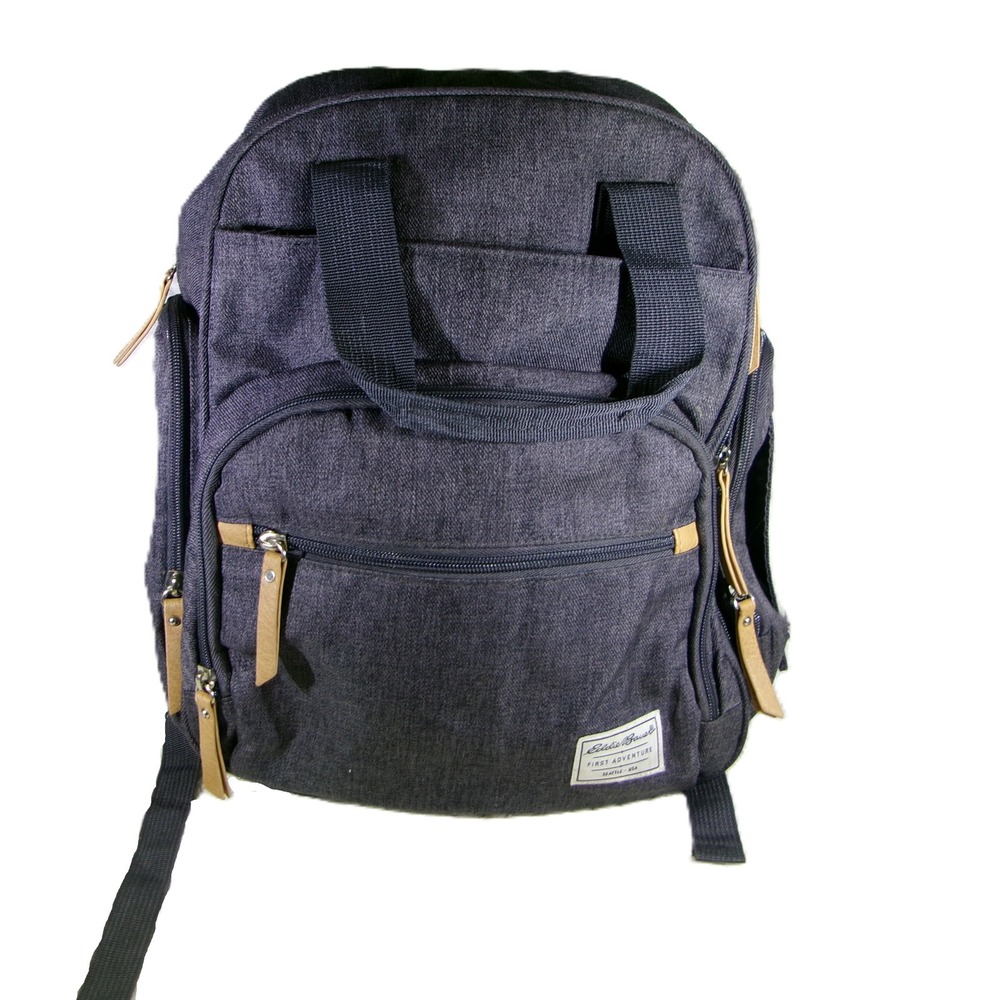 Eddie Bauer Unisex OS Diaper Backpack Grey Denim First Adventure Travel Bag